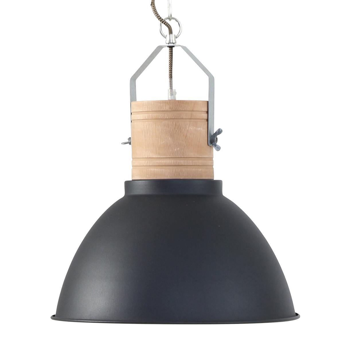 Super Industriele hanglamp zwart/hout MEXLITE - 7781ZW - Webo Verlichting KY-11
