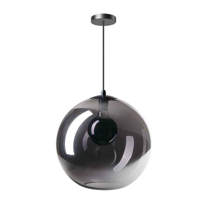 Hanglamp Orb -armatuur zwart -glas smoke -1-lichts -lengte 40 cm -Expo Trading Holland