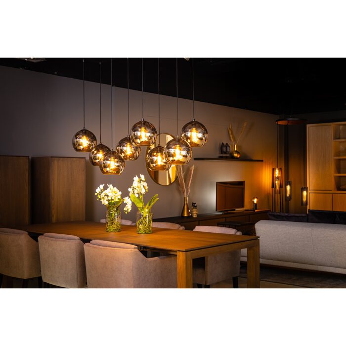 05-HL4271-3036. Sfeervolle hanglamp voor boven tafel, meer lichts, bollen, glazen kappen. Webo Verlichting showroom lampen online Beuningen bij Nijmegen
