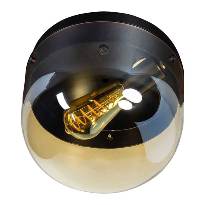 Moderne plafondlamp - armatuur zwart glas amber - 1-lichts - Dopp - ETH - Expo Trading Holland