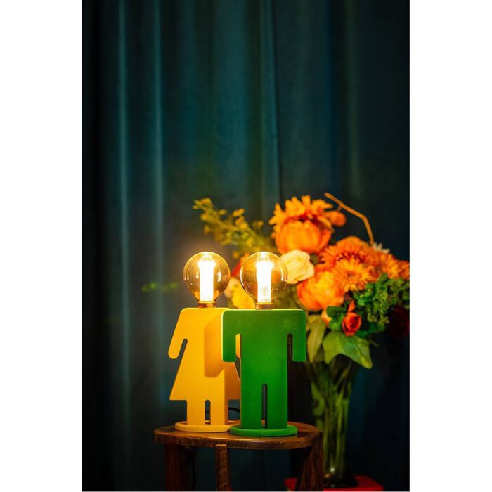 Tafellamp Adam retro in velvet groen hoogte 24 cm breedte 16 cm E27 60W van Expo Trading Holland