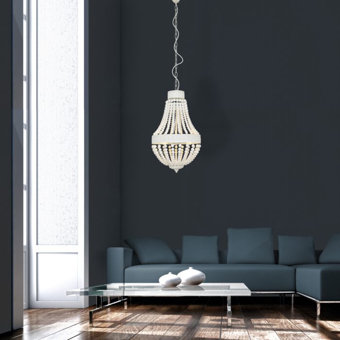 Hanglamp 3-lichts 40cm wood - wit - Ella - Mexlite