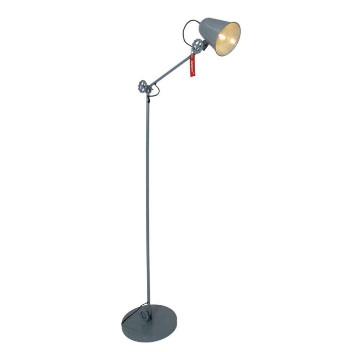 Industriële vloerlamp 1-lichts grijs metaal  ANNE LIGHTING - 1325G - vloerlamp - retro - industrieel - Anne Lighting - Dolphin