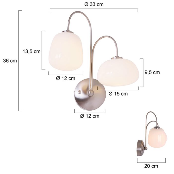 Wandlamp 2-lichts G9 LED STEINHAUER - 1444ST - Wandlamp- Steinhauer- Bollique LED- Modern - Landelijk- Staal  - Metaal Glas