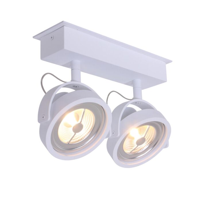 industriële plafondlamp met twee spots - opbouwspot -  LED MEXLITE - 1451W - Spots - Plafondlamp met 2 spots - industriële spot - Mexlite - Industrieel - Stoer- Wit  - Metaal
