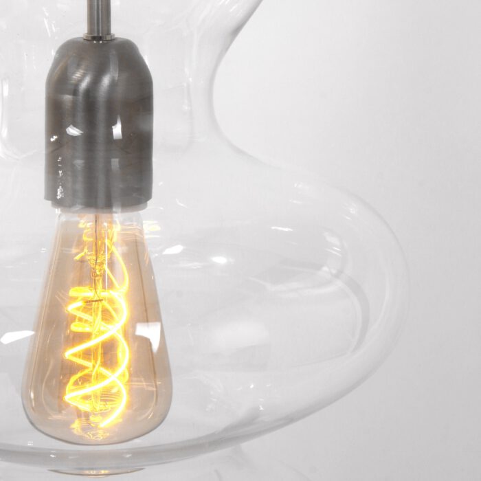 Hanglamp 1-lichts E27 60W doorzichtig glas - staal en grijs - Anne lightning