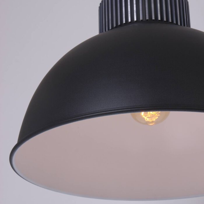 industriële hanglamp 1-lichts E27 MEXLITE - 1455ZW - Industrie Hanglamp - Mexlite - Industrie lamp - Industrieel - Stoer- Zwart  - Metaal