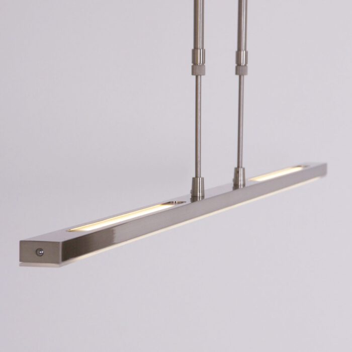 Smalle hanglamp LED 122 cm dimbaar STEINHAUER - 1482ST- Hanglamp- Steinhauer- Zelena LED- Modern - Design- Staal met witte pirex onderstrip- Metaal