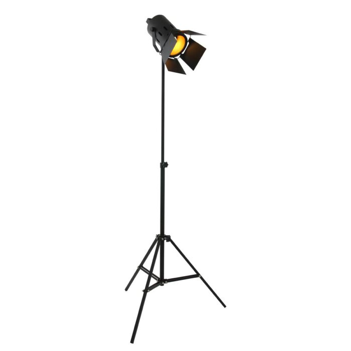 Vloerlamp 1-lichts camera light - zwart en chroom - Carré