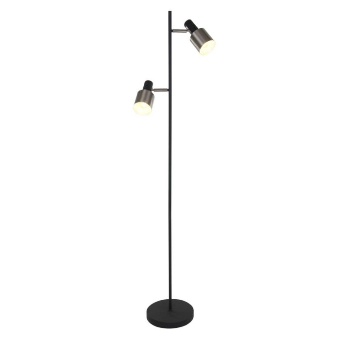 Vloerlamp 2-lichts zwart met staal - metaal - Fjorgard - Anne light & home