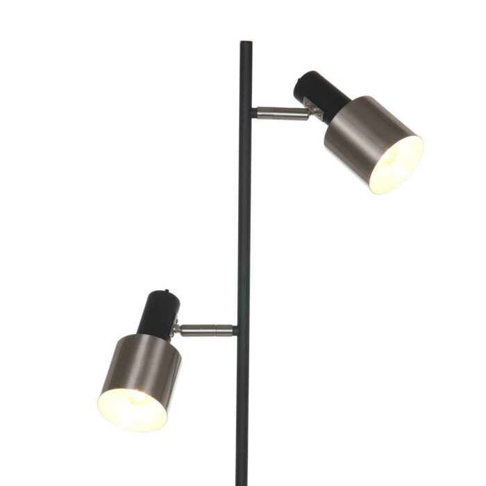 Vloerlamp 2-lichts zwart met staal - metaal - Fjorgard - Anne light & home