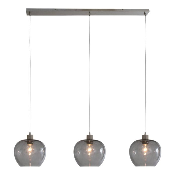 Hanglamp 3-lichts glas - staal en grijs - Lotus - Steinhauer