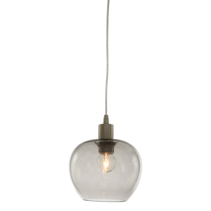Hanglamp 1-lichts glas E14 - staal en grijs - Lotus - Steinhauer