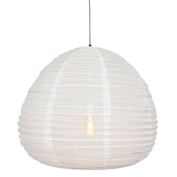 Hanglamp 1-lichts guaze E27 - Scandinavisch - zwart en wit Bangalore - Anne light & home