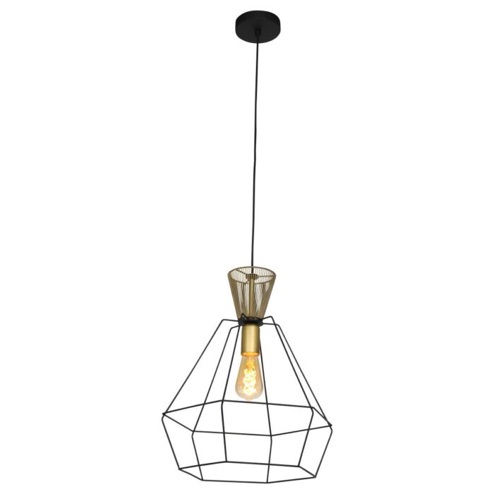 Hanglamp 1-lichts staal - zwart en goud - Lillehammer - Anne light & home