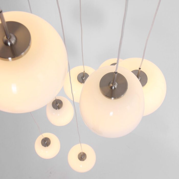 Hanglamp 9-lichts glas LED - staal en wit - Bollique LED - Steinhauer