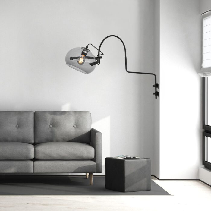 Wandlamp 1-lichts E27 (armatuur) - zwart en grijs - Holgarsøn - Anne light & home