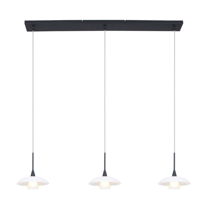 Hanglamp 3-lichts glas G9 - modern - zwart en wit - Tallerken - Steinhauer