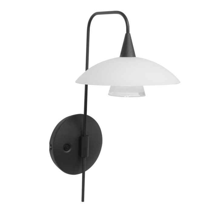 Wandlamp 1-lichts glas G9 - modern - zwart en wit - Tallerken - Steinhauer
