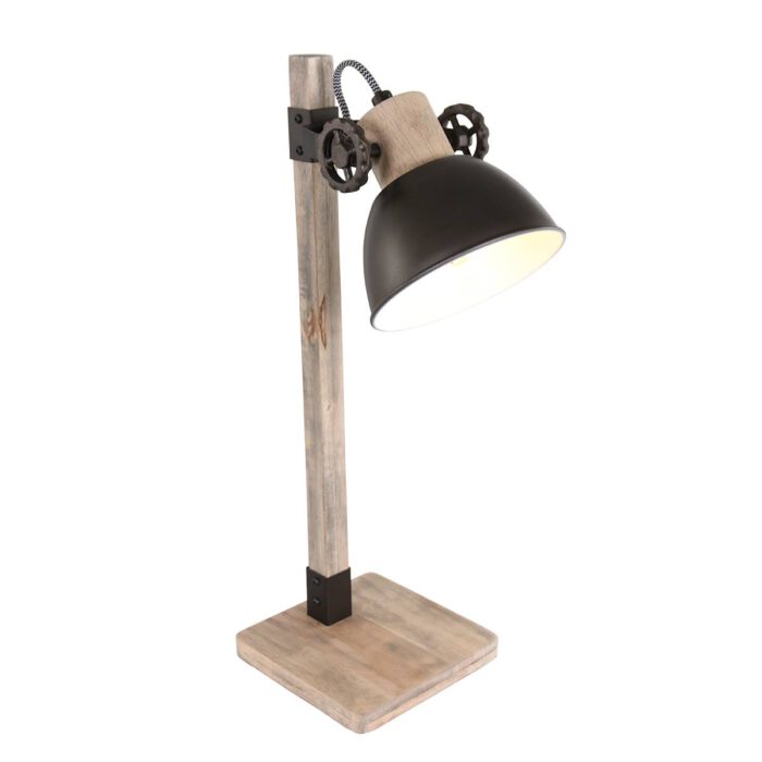 Tafellamp 1-lichts E27 hout - antraciet - Gearwood - Mexlite