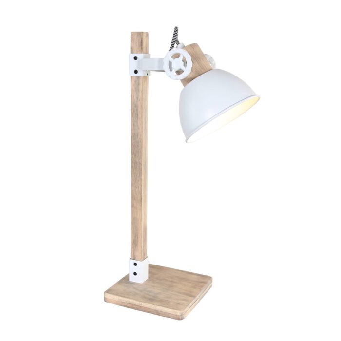 Tafellamp 1-lichts E27 hout - wit - Gearwood - Mexlite
