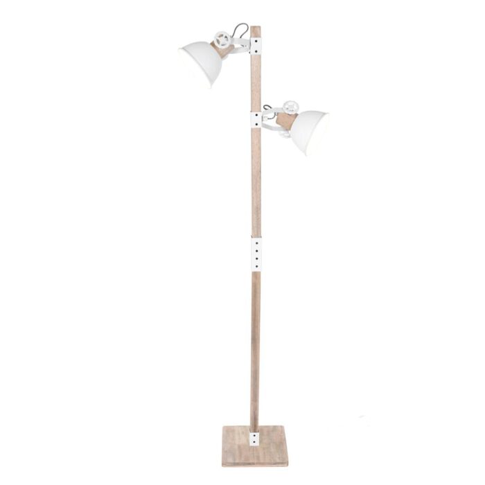Vloerlamp 2-lichts E27 hout - wit - Gearwood - Mexlite