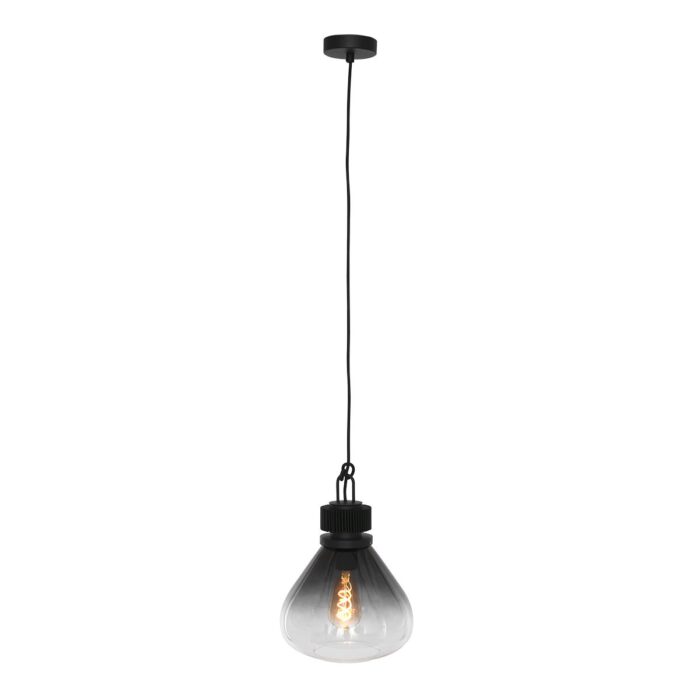 Hanglamp 1-lichts glas 25cm E27 - zwart en grijs - Flere - Steinhauer