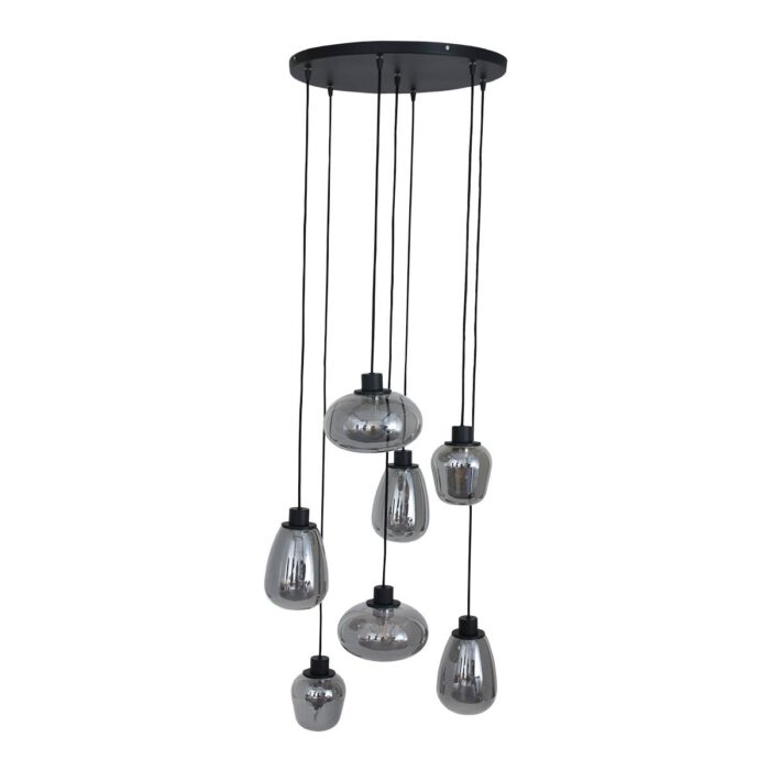 Hanglamp 7-lichts glas - zwart en grijs - Reflexion - Steinhauer