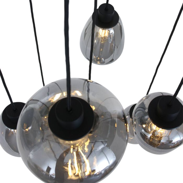 Hanglamp 7-lichts glas - zwart en grijs - Reflexion - Steinhauer