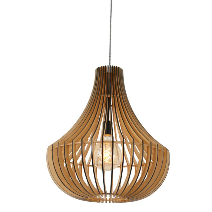 Hanglamp 1-lichts wood 50cm - beuken en zwart - Smukt - Steinhauer