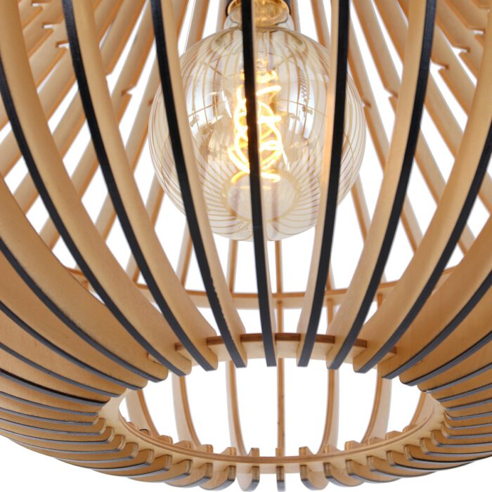 Hanglamp 1-lichts wood 50cm - beuken en zwart - Smukt - Steinhauer