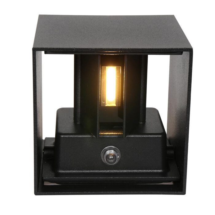 Buitenlamp -  wandlamp voor buiten -  IP54 -  LED 2x3w inclusief sensor -  zwart en helder wit -  Steinhauer