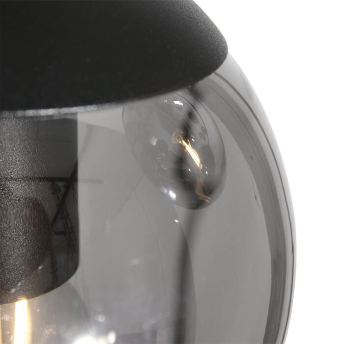 Plafondlamp 5-lichts glasbol smoke mirror - zwart en grijs - Bollique - Steinhauer
