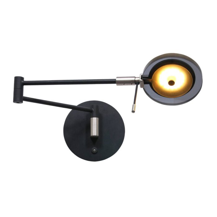 Wandlamp 1-lichts LED grijs glas - zwart - Turound LED - Steinhauer