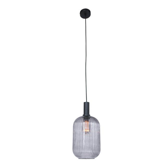 Hanglamp 1-lichts 20cm glas smoke - zwart - Danske - Steinhauer