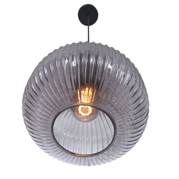 Hanglamp 1-lichts 25cm glas smoke - zwart - Danske - Steinhauer