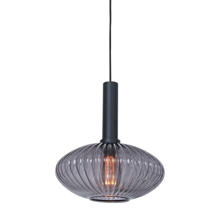 Hanglamp 1-lichts 30cm glas smoke - zwart - Danske - Steinhauer