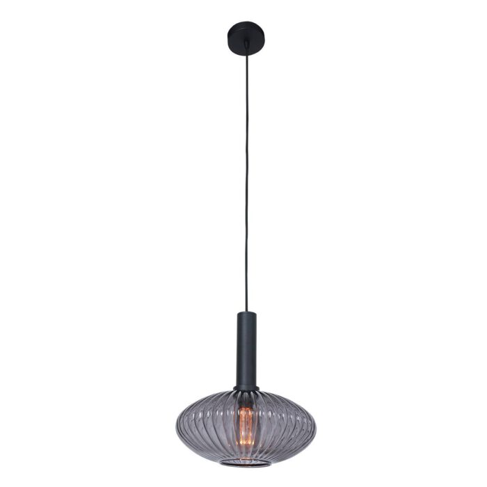 Hanglamp 1-lichts 30cm glas smoke - zwart - Danske - Steinhauer