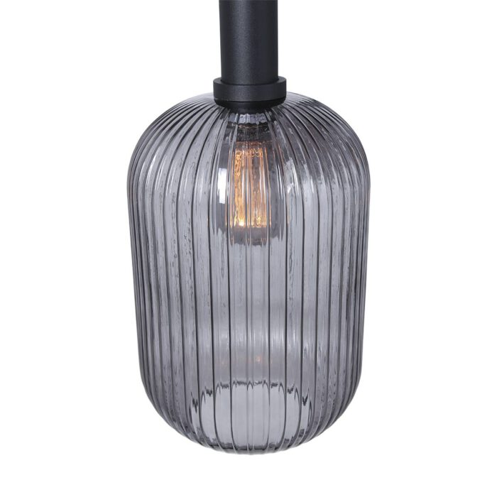 Hanglamp 6-lichts glas smoke - zwart - Danske - Steinhauer
