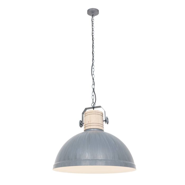 Hanglamp 1-lichts 50cm - grijs en hout - landelijk - Gearwood - Mexlite