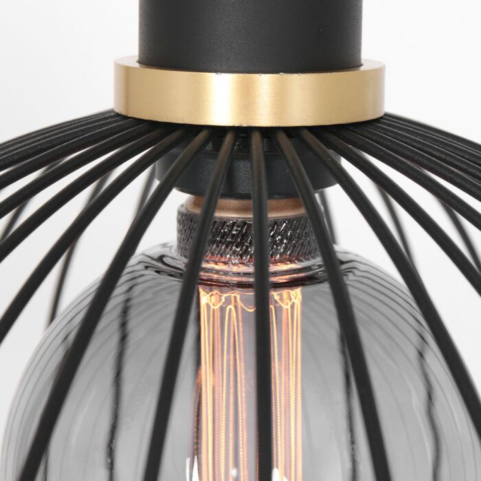 Hanglamp 1-lichts 35cm gouden ring - zwart - Aureole - Mexlite
