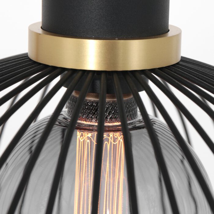 Hanglamp 1-lichts 45cm gouden ring - zwart - Aureole - Mexlite