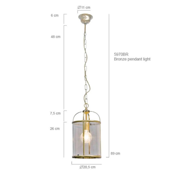 Hanglamp 1-lichts Glas STEINHAUER - 5970BR - Hanglamp- Steinhauer- Pimpernel- Klassiek- Brons Transparant - Metaal Glas