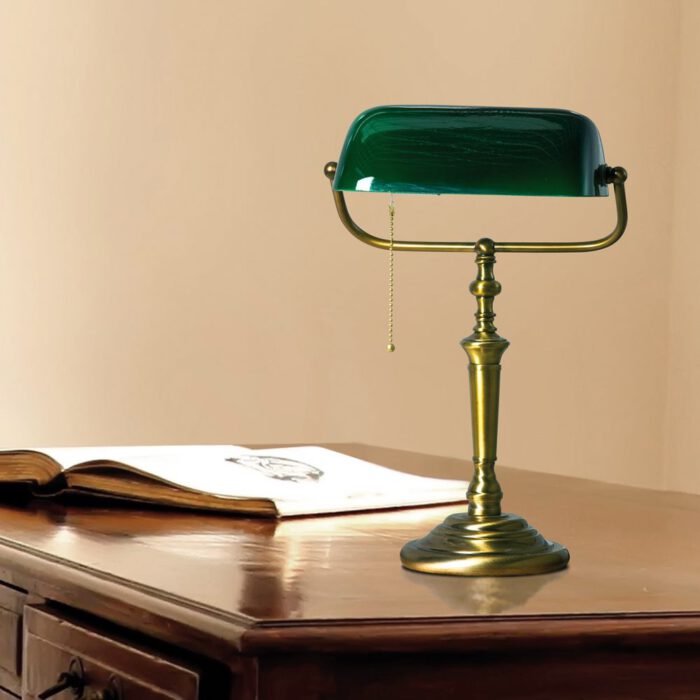 Tafellamp - bureaulamp - leeslamp 1-lichts Glas STEINHAUER - 6185BR - Tafellamp- Bureaulamp- Steinhauer- Ancilla- Klassiek- Brons Groen - Metaal Glas