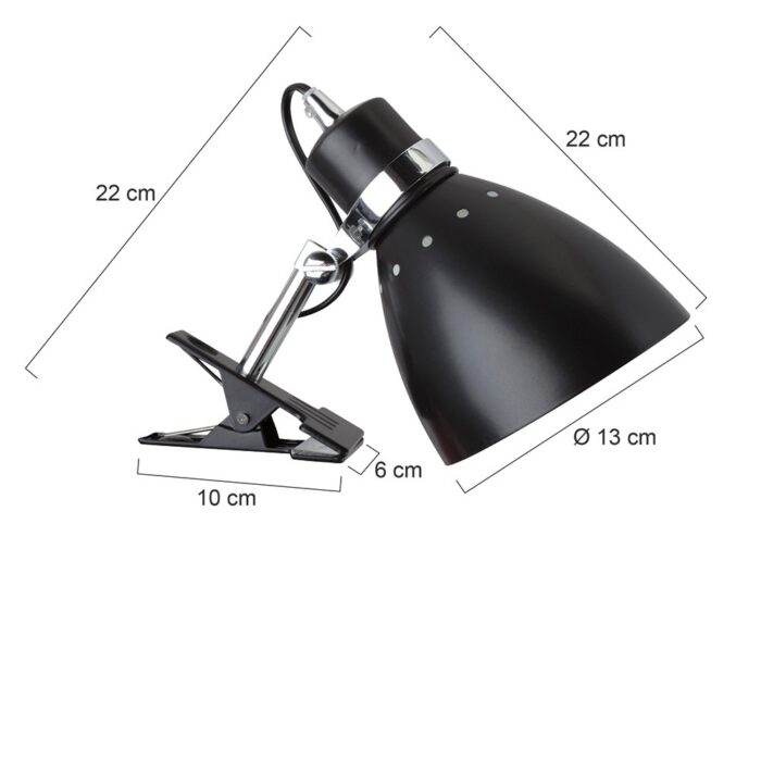 Knijpspot - industrieel - 1-lichts Metaal STEINHAUER - 6827ZW - Industriële spot - Bedlamp - Spots - Wandlamp - Steinhauer - Spring - Modern - Industrieel - Zwart - Zwart Metaal