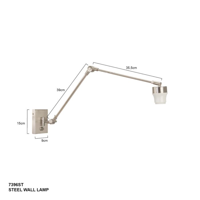 Wandlamp - leeslamp - 1-lichts Maxi Knik -armatuur- STEINHAUER - 7396ST - Wandlamp - Leeslamp - Steinhauer - Gramineus - Modern - Staal - Metaal
