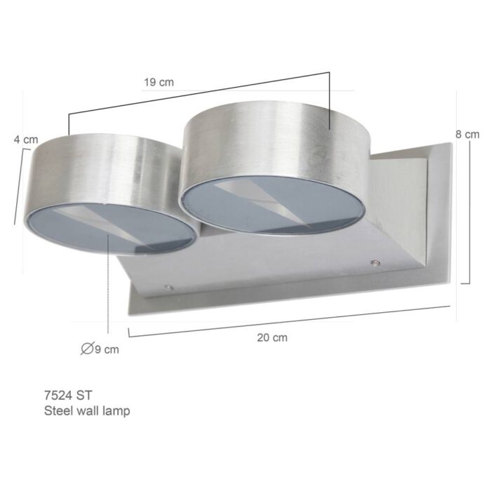 Wandlamp 2-lichts LED aluminium - staal - modern - Rajka LED - Steinhauer