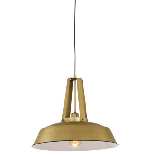 Hanglamp 1-lichts metaal 42cm - goud en wit - Eden - Mexlite