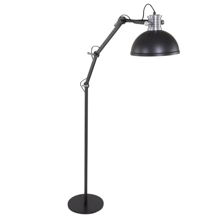 Industriële vloerlamp zwart reflektor STEINHAUER - 7716ZW - Vloerlamp - industriële vloerlamp - Industrie lamp - Steinhauer - Brooklyn - Industrieel - Stoer - Zwart - Metaal