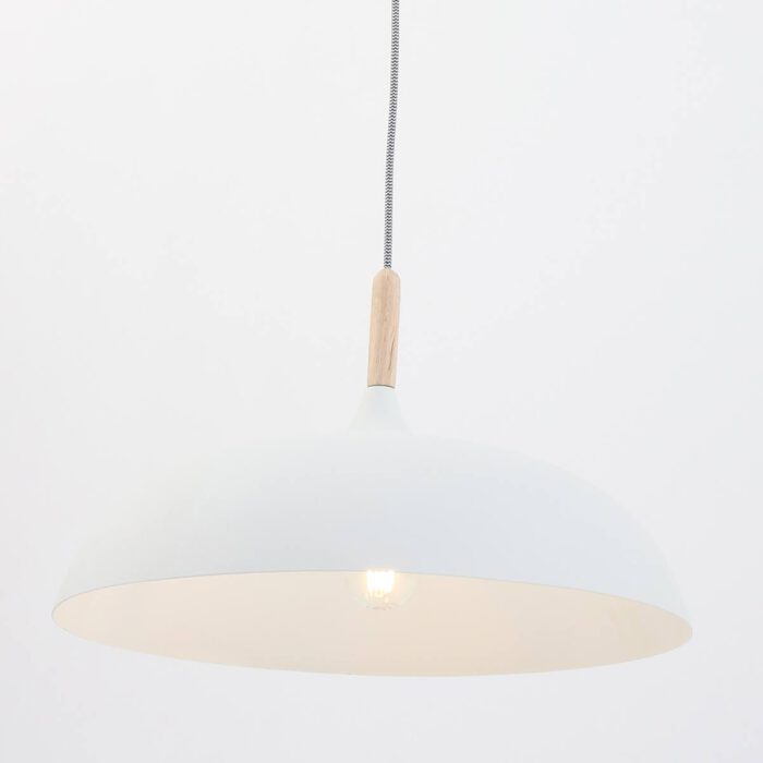 Hanglamp wit 45cm MEXLITE - 7731W - Hanglamp- Mexlite- Hella- Scandinavisch - Trendy- Wit  Wit met hout- Metaal Hout